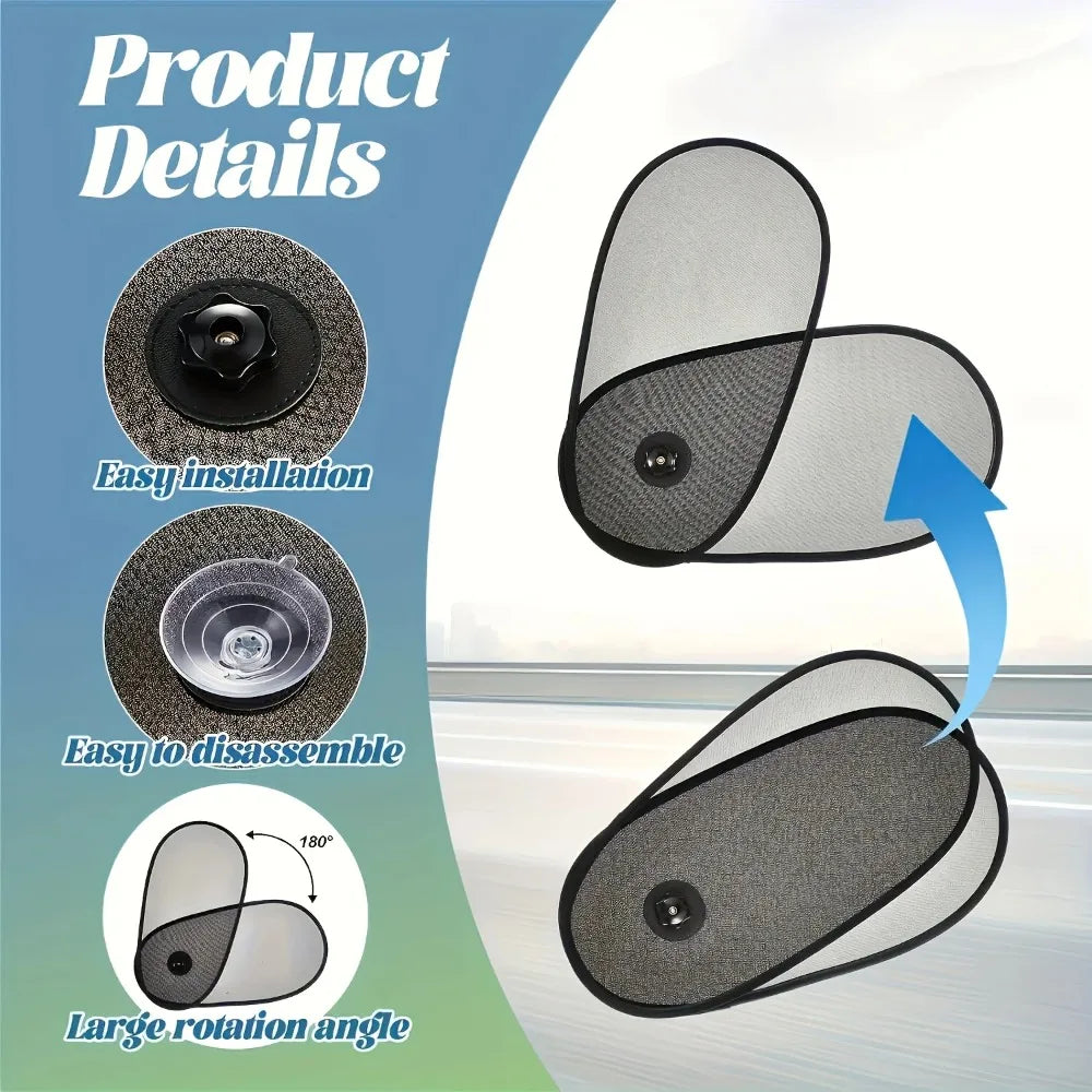 Car Side Window Sun Shade – Telescopic Adjustable Sunshade Panel, Universal Fit - Delicate Leather  