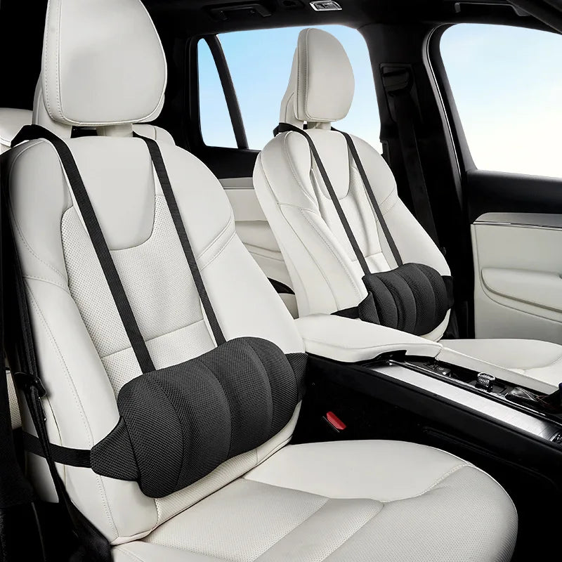 Memory Foam Car Waist Support Cushion – Ergonomic Driving Lumbar Pillow for Back Support & Comfort - Delicate Leather  