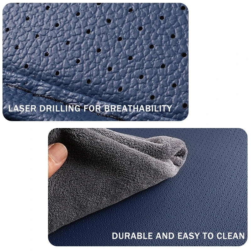 360° Surround Leather Car Seat Covers – All-Season Front and Rear Seat Protector Cushion Pads, Universal Fit - Delicate Leather  