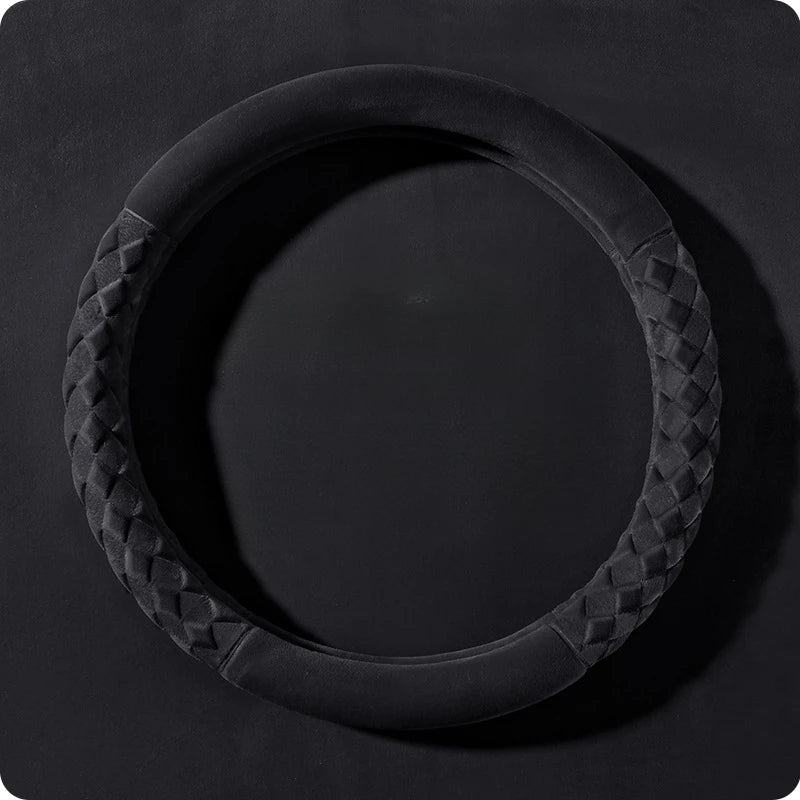 Fuzzy Steering Wheel Cover – Universal Winter Plush Anti-Slip Handle Protector - Delicate Leather  