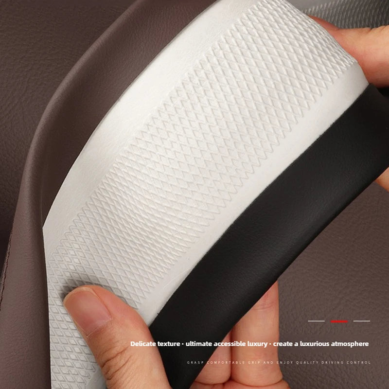 Nappa Leather Car Steering Wheel Cover – Breathable, Anti-Slip, Universal Fit (Round/D-Type) - Delicate Leather  