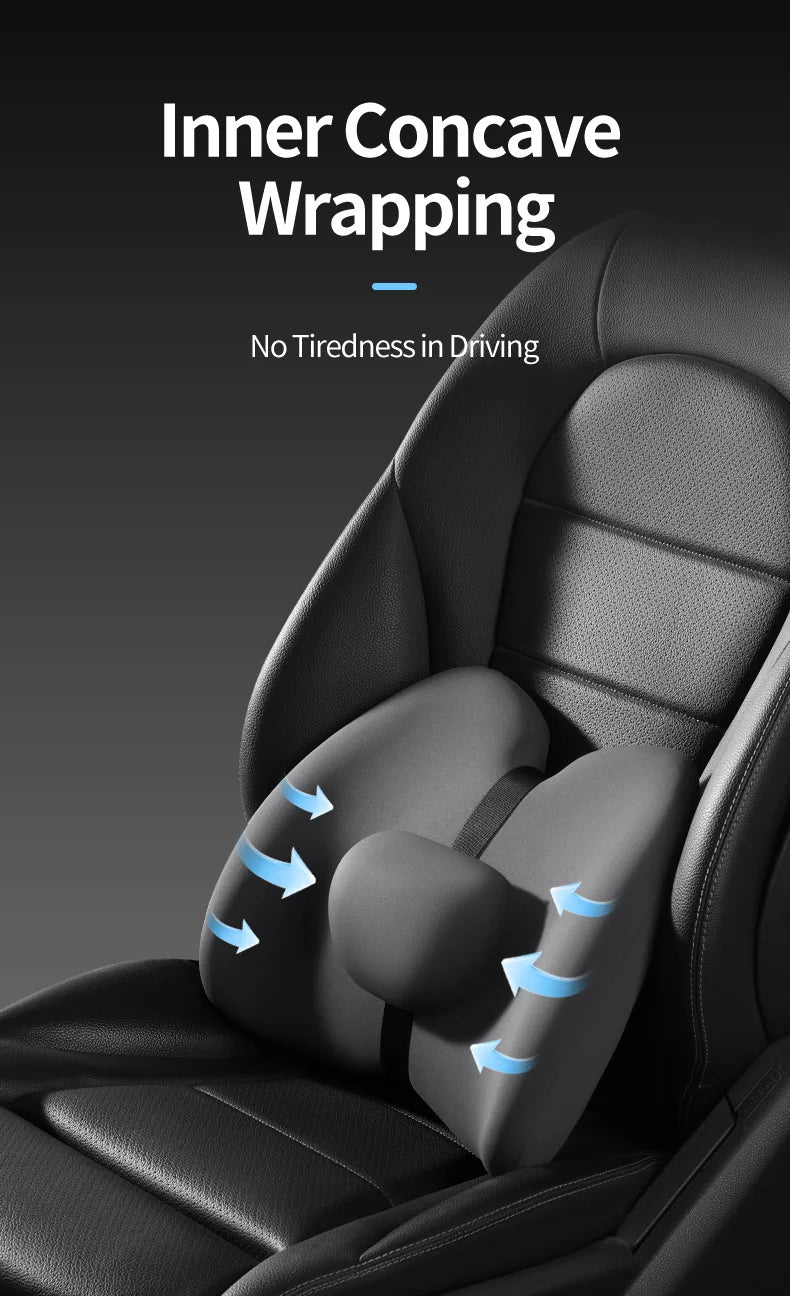 Memory Foam Car Headrest & Lumbar Support Set – Universal Neck and Back Cushion - Delicate Leather  