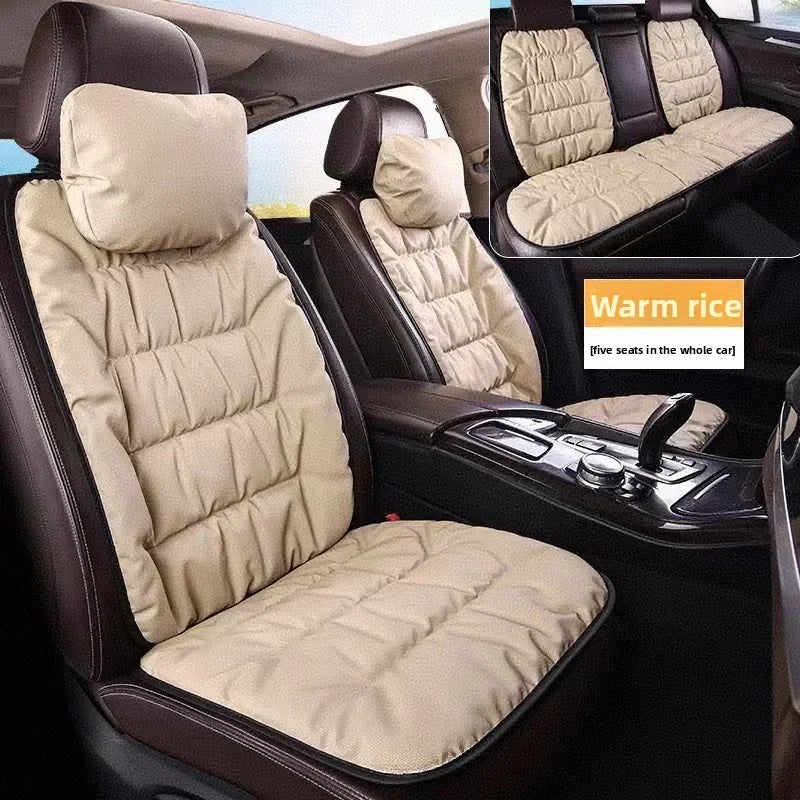 Universal Winter Down Car Seat Cover – Breathable Warm Seat Protector, Soft Cushion for Vehicle Interior - Delicate Leather  