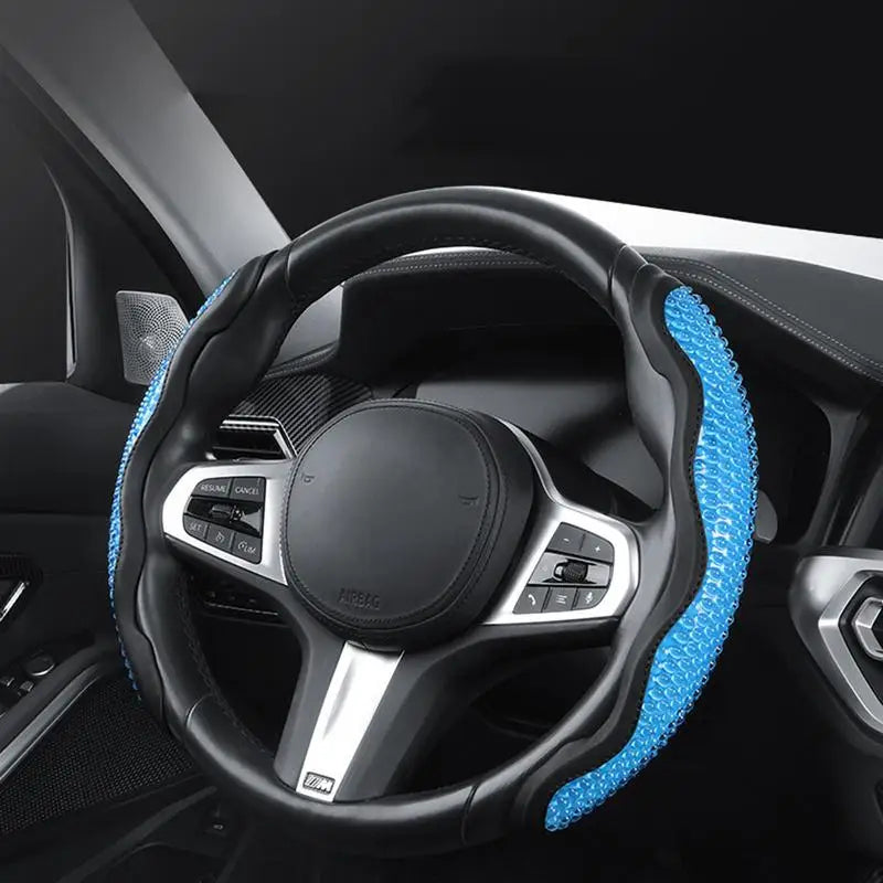 Gel Steering Wheel Cover – Breathable Anti-Slip Grip Cushion for Cars - Delicate Leather  
