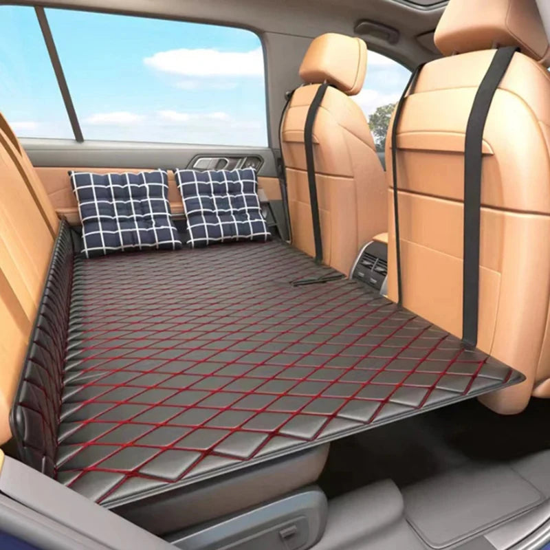 Portable Car Camping Mattress – Foldable Non-Inflatable Sleeping Pad for Back Seat & SUV Travel - Delicate Leather  