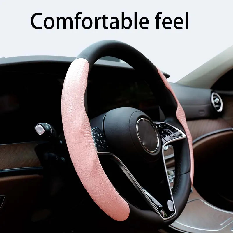 2PCS Steering Wheel Grip Covers – Colorful Ultra-Thin Anti-Slip Universal Set - Delicate Leather  