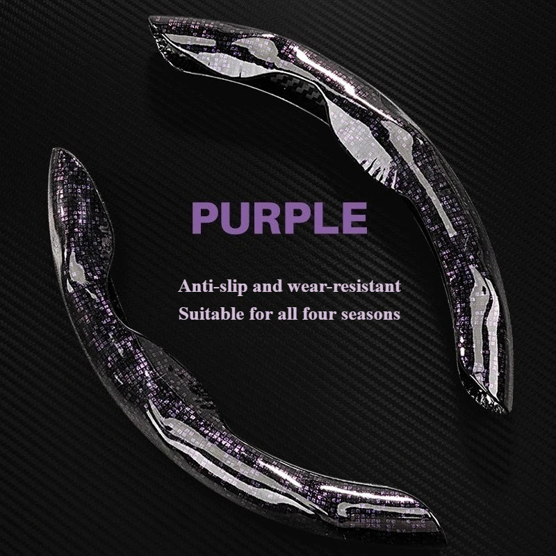 Glossy Snap-On Steering Wheel Cover – Lightweight Non-Slip Grip Universal Fit Interior Accessory - Delicate Leather  