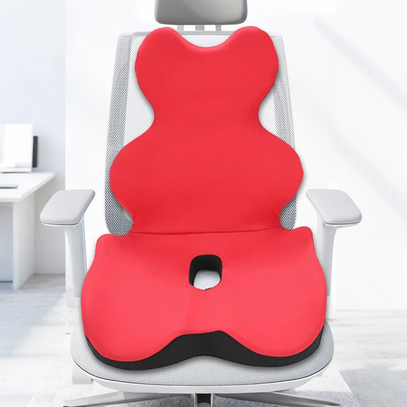 L-Shape Car Seat Lumbar Support Cushion – Ergonomic Memory Foam Backrest Pad, Universal Chair Support for Car and Office - Delicate Leather  