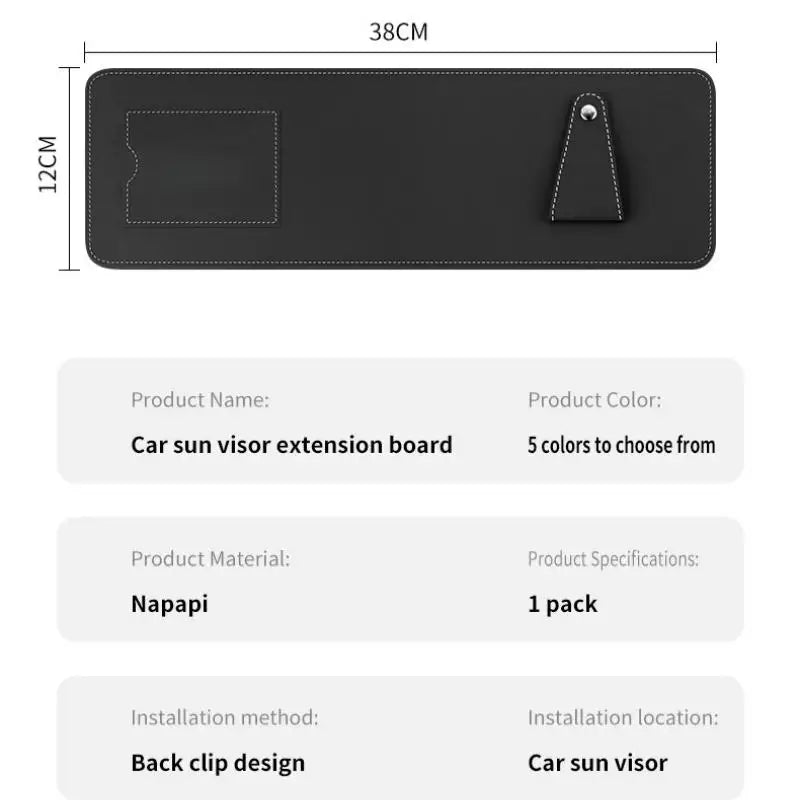 Car Sun Visor Extender – Adjustable Sunshade Extension Board for Front and Side Window Coverage - Delicate Leather  