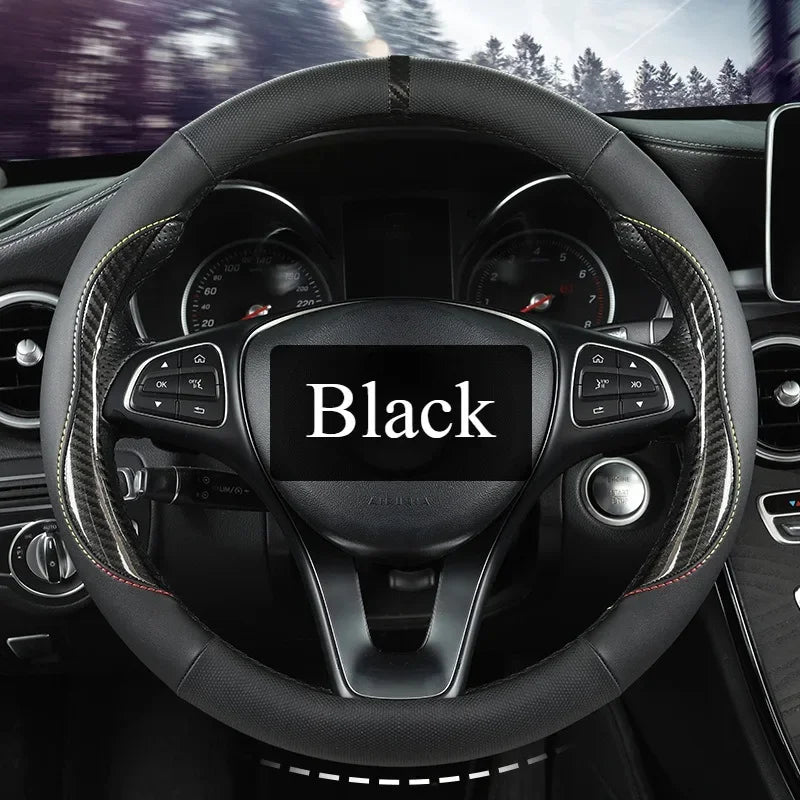 Microfiber Leather Steering Wheel Cover – Anti-Slip Universal O/D Shape Interior Accessory - Delicate Leather  