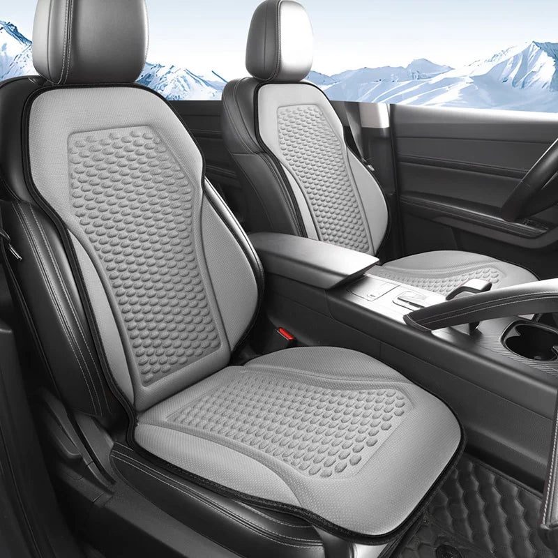 3D Textured Ice Silk Car Seat Cushion – Dual Front Seat Cooling Pads, Breathable Summer Comfort, Easy Installation, No Straps Needed - Delicate Leather  