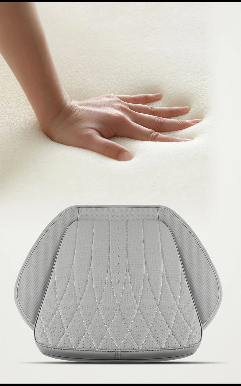 PU Leather Car Seat Cushion – Perforated Breathable Seat Pad, Universal Fit - Delicate Leather  