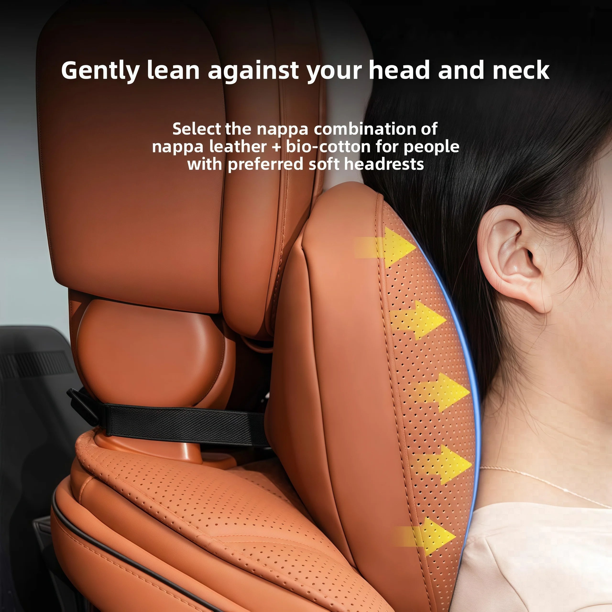 Car Headrest Neck Support Pillow - Adjustable Universal Car Neck and Waist Pillow for Comfortable Travel - Delicate Leather  