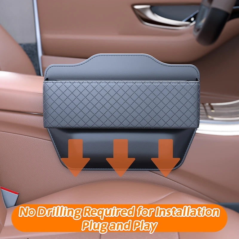 PU Leather Car Seat Gap Organizer – Universal Crevice Storage Box for Small Items - Delicate Leather  