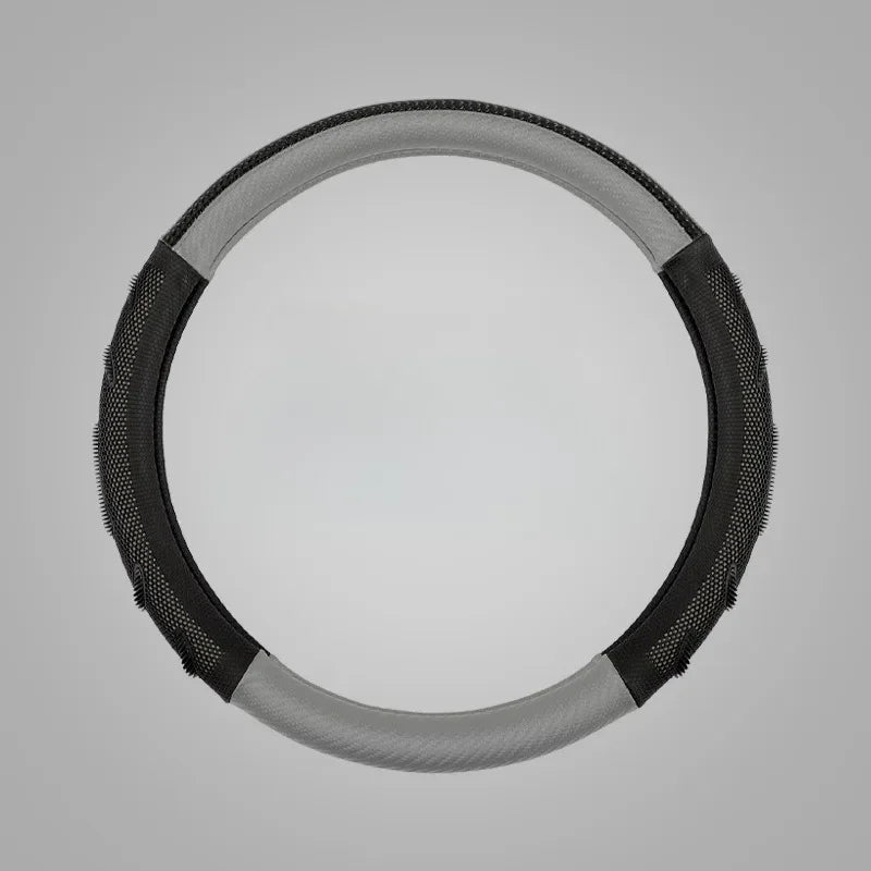 Carbon Fiber Steering Wheel Cover – Anti-Slip Universal 38cm Interior Accessory - Delicate Leather  