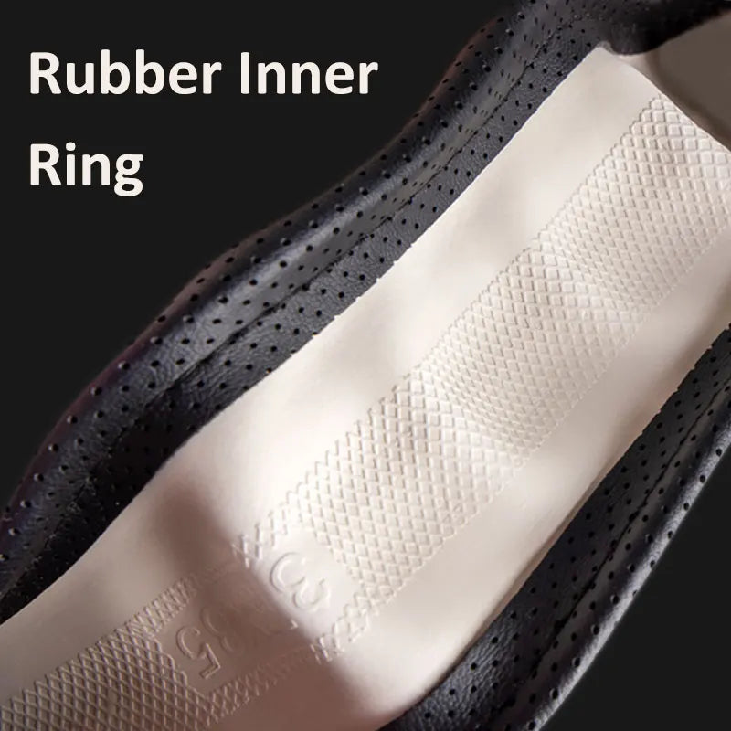 3D PU Leather Steering Wheel Cover – Universal 15 Inch O/D Type, Anti-Slip Grip, Four-Season Car Interior Protection - Delicate Leather  