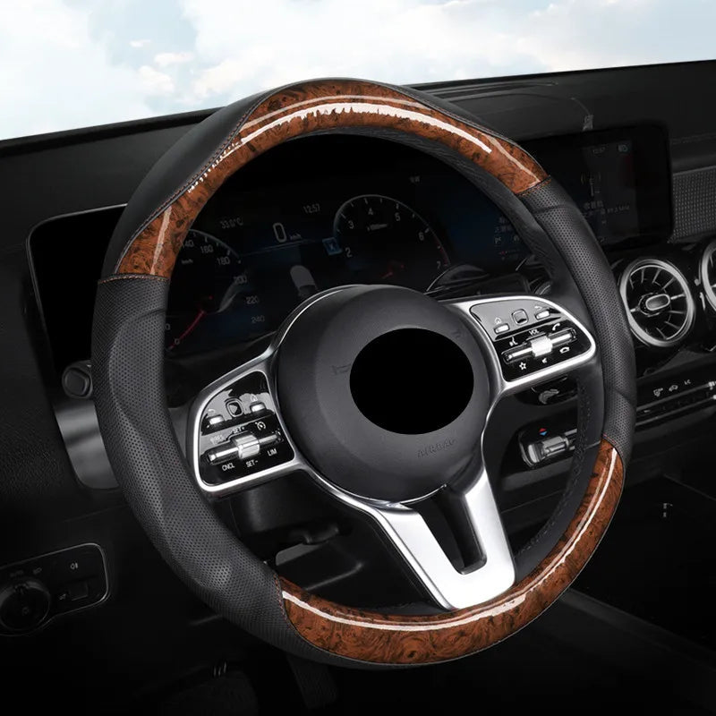 PU Leather Steering Wheel Cover – Universal Fit for 38 cm and 40cm Wheels - Delicate Leather  