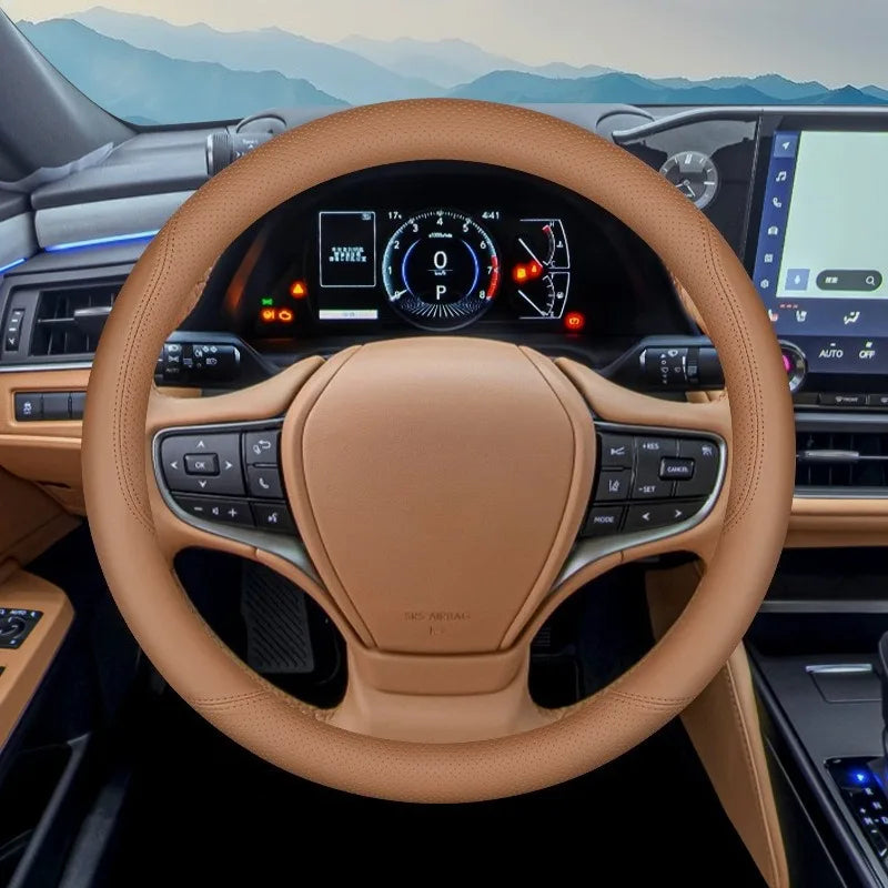 Nappa Leather Steering Wheel Cover - Luxury Car Steering Wheel Cover for Lexus ES200, ES300, NX260, RX350 - Premium Leather Auto Accessory - Delicate Leather  