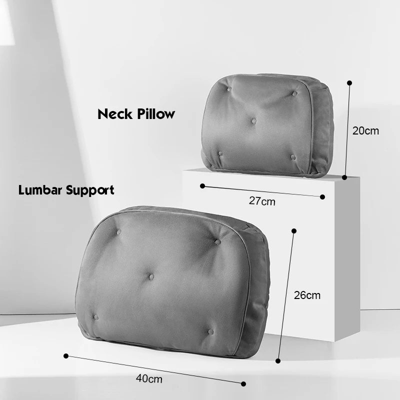 2PCS Memory Foam Car Headrest & Lumbar Support Set – Breathable Neck and Back Cushions - Delicate Leather  