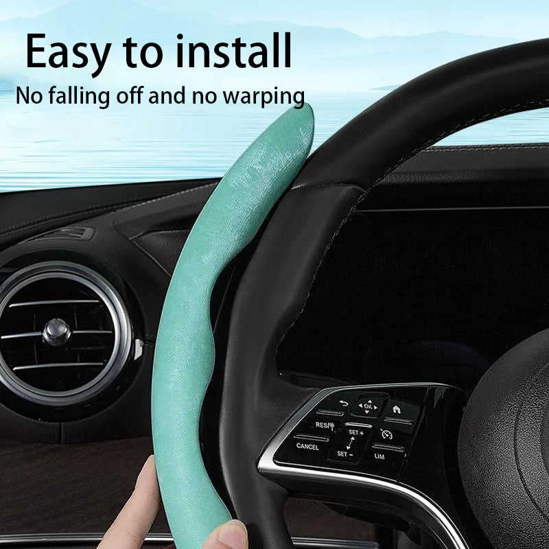 Car Steering Wheel Cover – Ice Silk Fabric Clip-On Grip, Ultra-Thin, All-Season, Non-Slip & Moisture-Absorbing - Delicate Leather  
