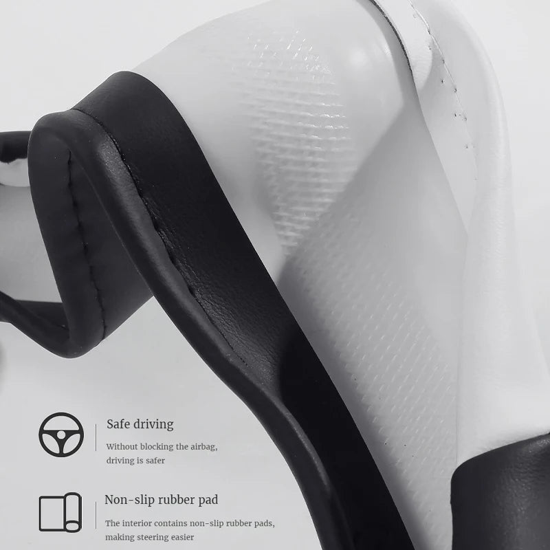 Universal Leather Car Steering Wheel Cover – Durable, Anti-Slip Grip for 14.5"–15" Wheels, Comfortable All-Season Protector - Delicate Leather  