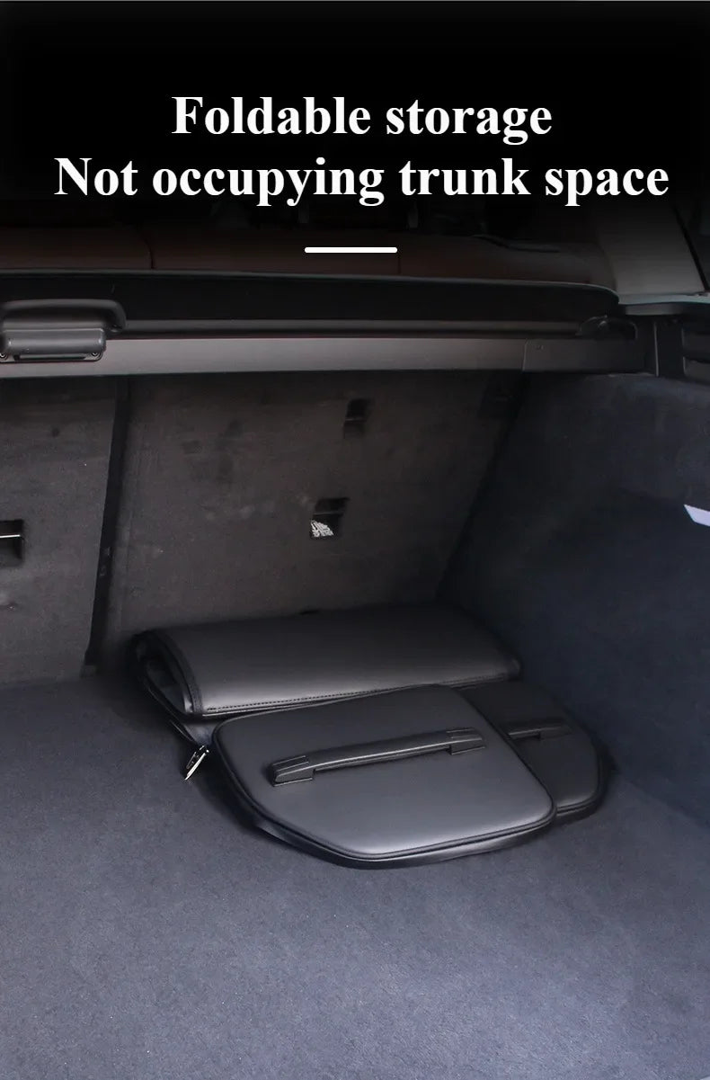 Luxury Foldable Car Trunk Organizer – PU Leather Storage Box with Lid and Sturdy Handle - Delicate Leather  