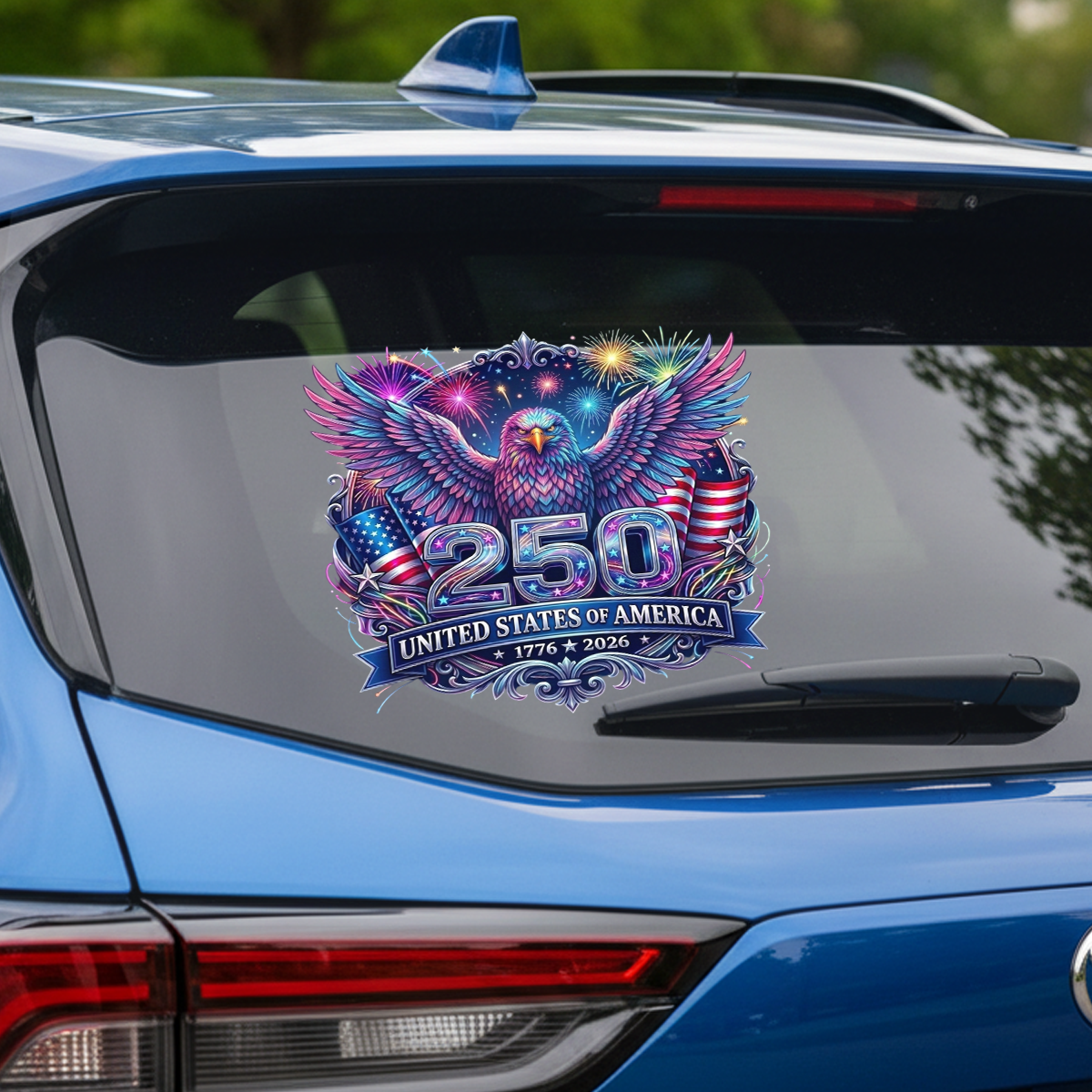 250 Years Anniversary Eagle & Fireworks Decal – Patriotic Vinyl Sticker 02 - Delicate Leather  