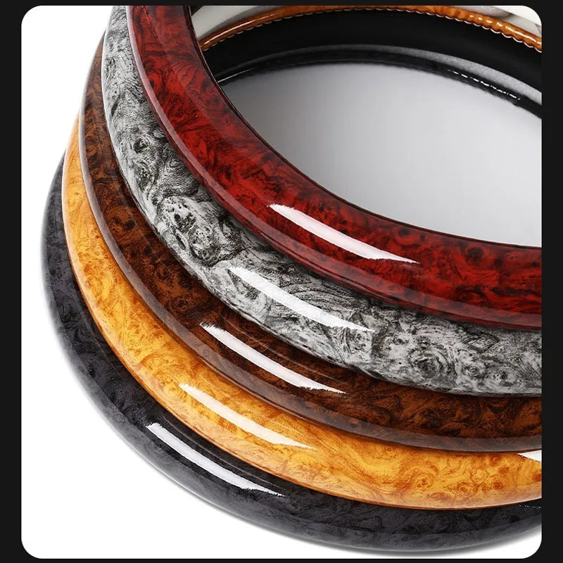 Wood Grain Microfiber Leather Steering Wheel Cover – Universal Fit 14.5–15 Inch, Anti-Slip Design, Durable & Comfortable Grip - Delicate Leather  