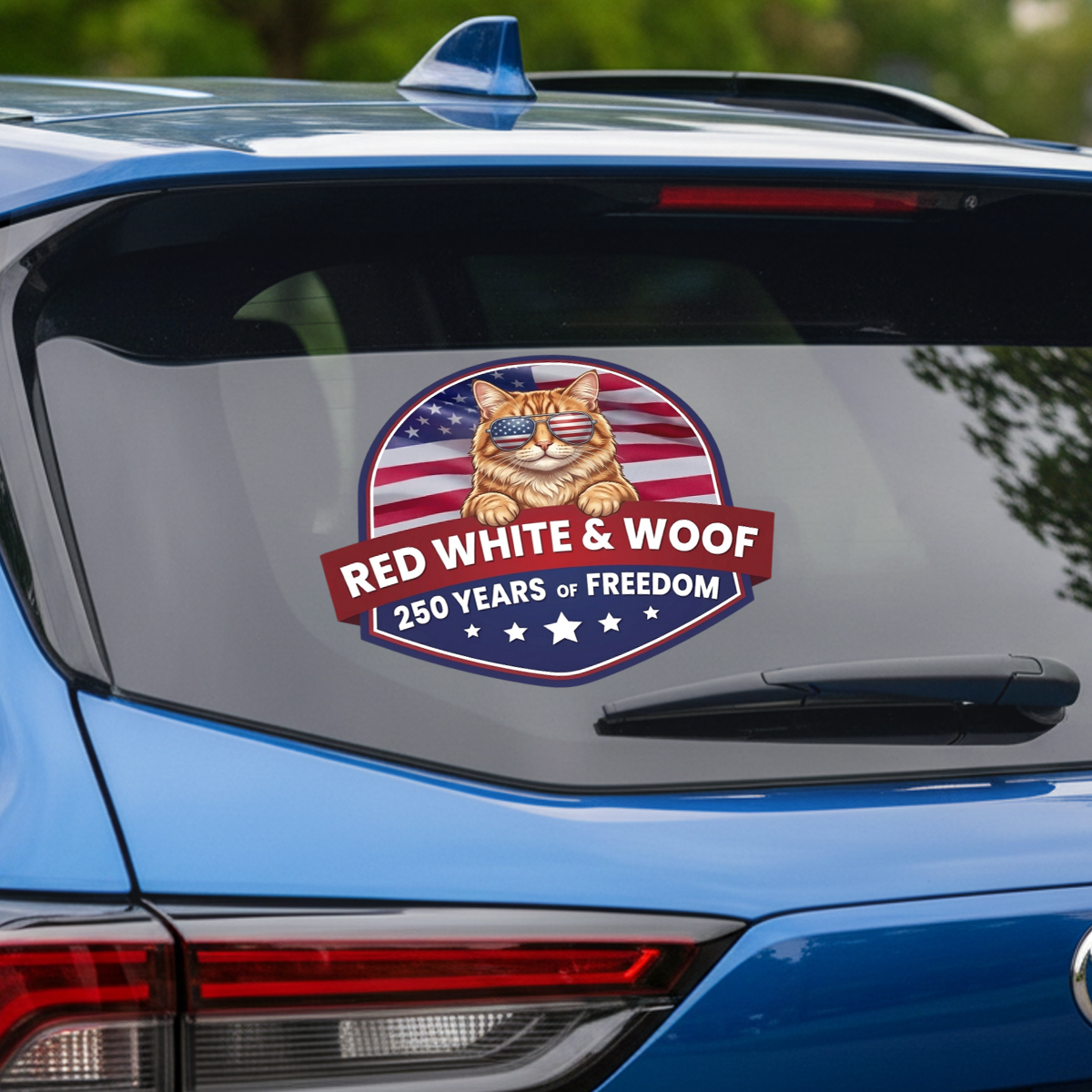 Red White & Woof 250 Years of Freedom Decal – Patriotic Pet Theme Sticker 02 - Delicate Leather  