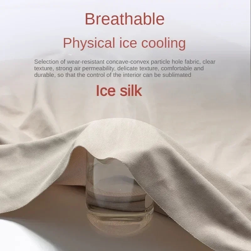 Luxury Breathable Ice Silk Car Seat Cover – Full Set Universal Anti-Slip Seat Cushion - Delicate Leather  