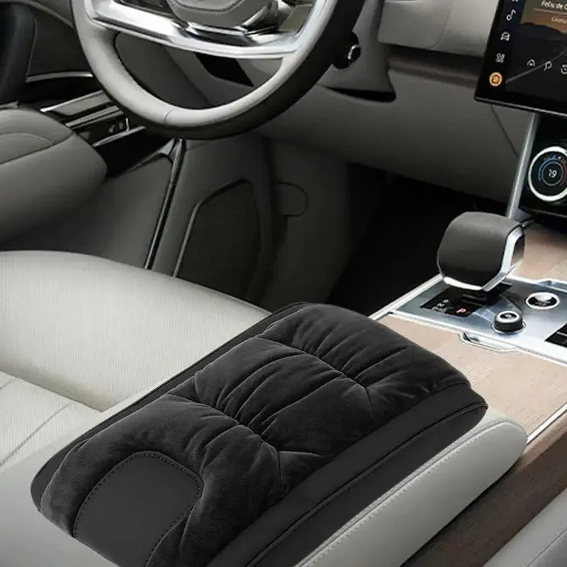 Car Armrest Heightening Cushion – Flannel Center Console Booster Pad - Delicate Leather  