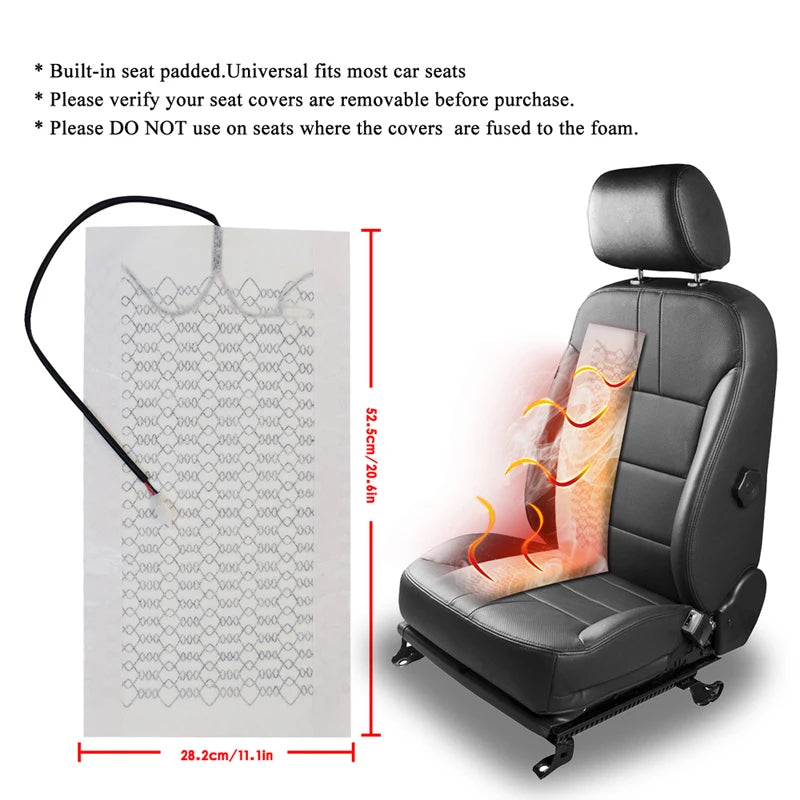 12V Car Seat Heater Kit for 2 Seats – Carbon Fiber Heating Pads with Dual 5-Level Dial Control - Delicate Leather  