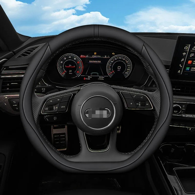 Premium Leather Steering Wheel Cover – Anti-Slip Universal Interior Protection Accessory - Delicate Leather  
