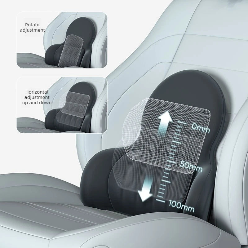 Memory Foam Lumbar Support Cushion – Ergonomic Backrest Pillow for Car & Chair - Delicate Leather  