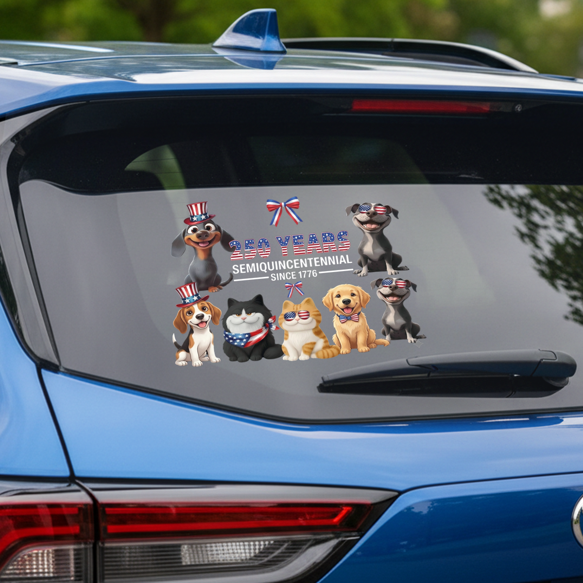 Red White & Woof 250 Years of Freedom Decal – Patriotic Pet Theme Sticker 03 - Delicate Leather  
