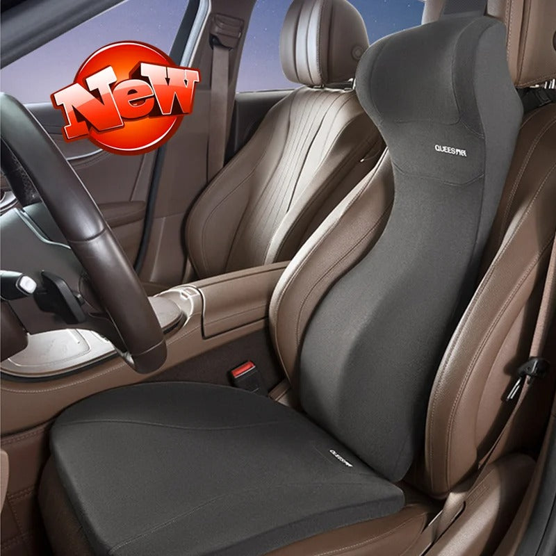 Memory Foam Car Lumbar Cushion – Integrated Seat Back Support Pillow - Delicate Leather