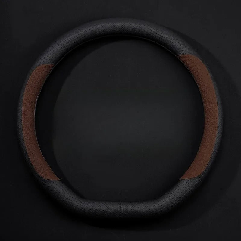 Nappa Leather Steering Wheel Cover – Non-Slip Universal 38 cm