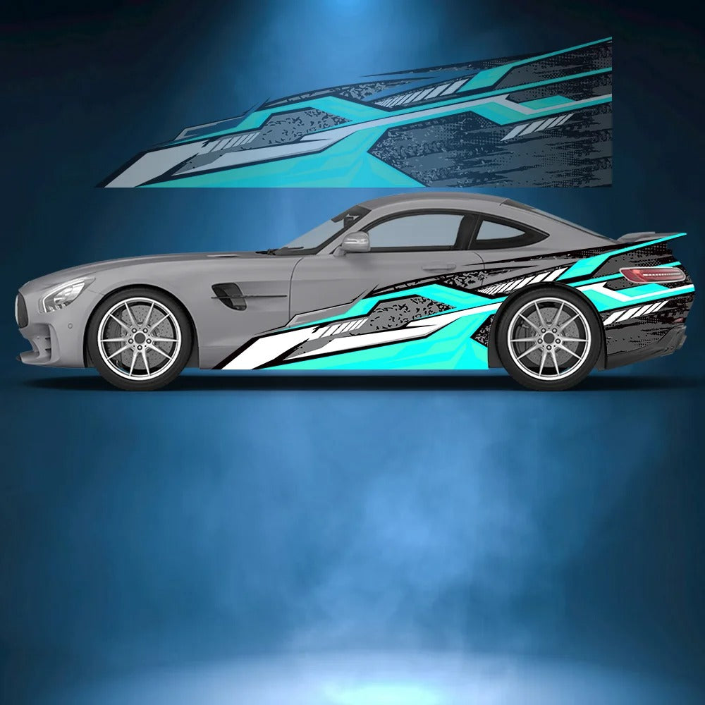 Geometric Line Car Side Vinyl Decal – Motorsport Exterior Graphic Sticker - Delicate Leather