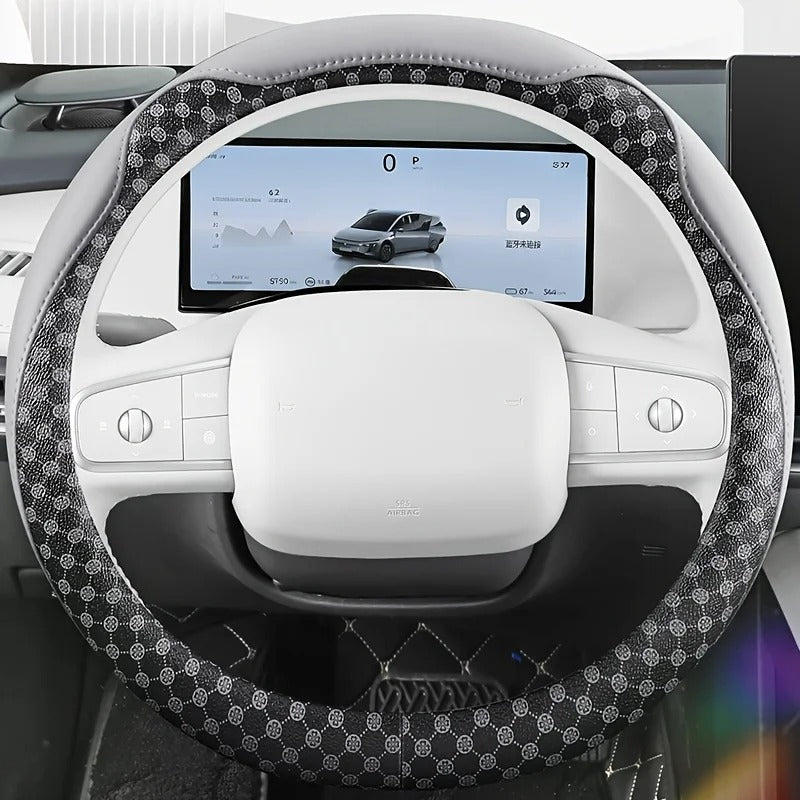 Vintage PU Leather Steering Wheel Cover – Universal All-Season Non-Slip Grip - Delicate Leather