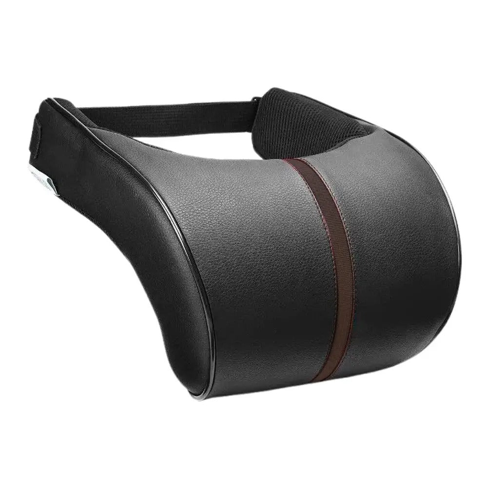 Adjustable Memory Foam Car Headrest & Lumbar Cushion Set – Leather Neck & Back Support Pillow - Delicate Leather  