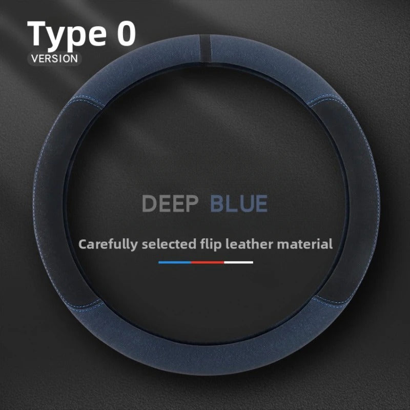 Suede Steering Wheel Cover – Universal Non-Slip 38cm Wrap for Cars and SUVs - Delicate Leather  