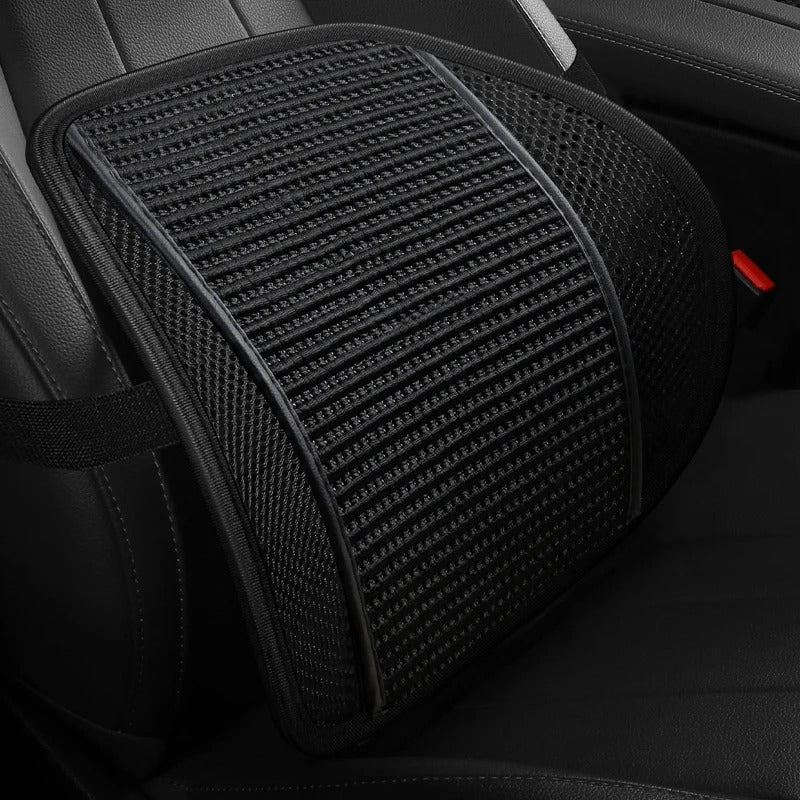 Breathable Car Lumbar Support Cushion – Ice Silk Backrest Pillow for Car & Office - Delicate Leather  