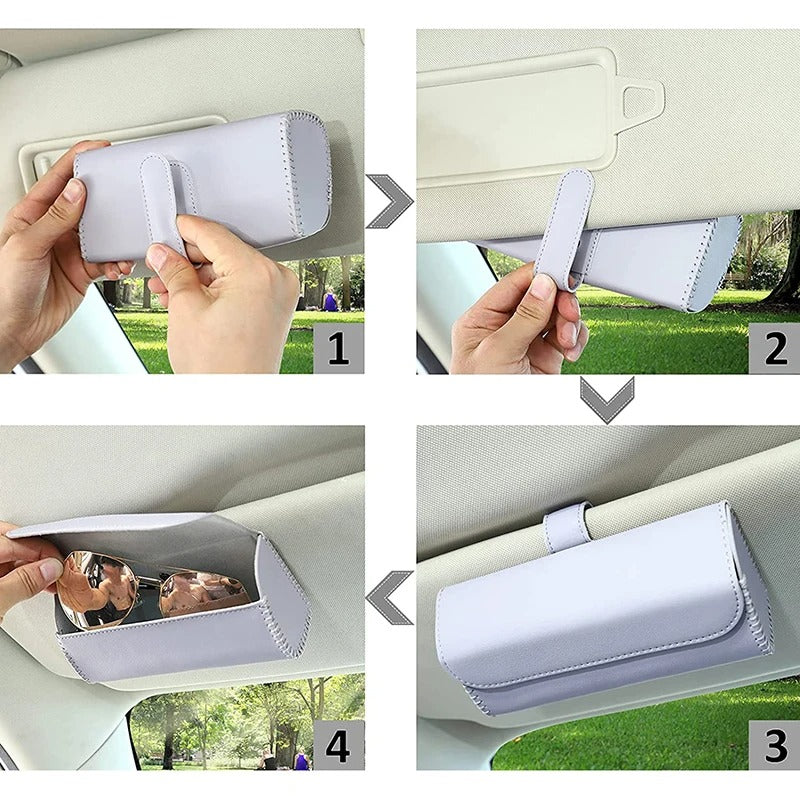 1pc Glasses Holder Car Sun Visor Glasses Case Organizer