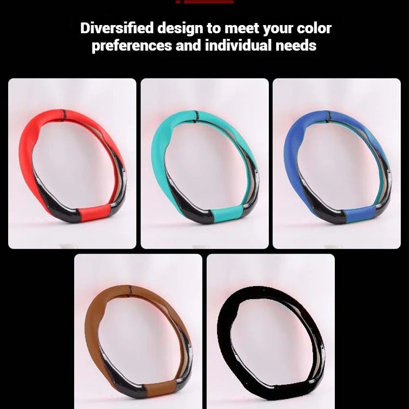38CM Leather Car Steering Wheel Cover – Anti-Slip O/D Shape Comfortable Grip - Delicate Leather
