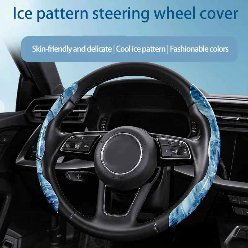 Broken Ice Pattern Steering Wheel Cover 38cm – Universal Ultra-Thin Breathable Non-Slip Car Steering Wheel Protector - Delicate Leather