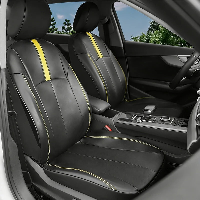 Universal PU Leather Car Seat Covers – Sporty Waterproof Seat Protectors for Cars, SUVs, Trucks & Vans - Delicate Leather  