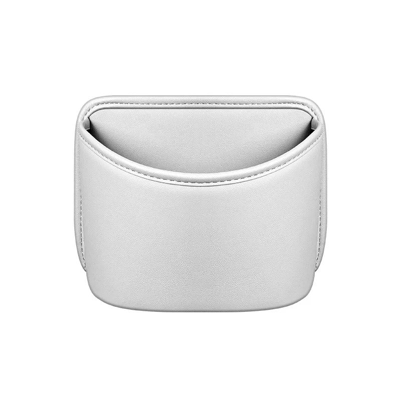 Multifunctional Car Trash Can with Rolling Cover – Seat Back Cup Holder & Door Storage Organizer, PVC Material, Universal Fit - Delicate Leather  