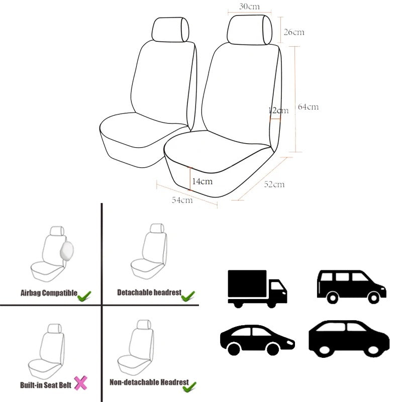 Universal 9-Piece Car Seat Covers – Polyester Fabric with 3-Zipper Design for Cars, SUVs, Trucks & Vans - Delicate Leather