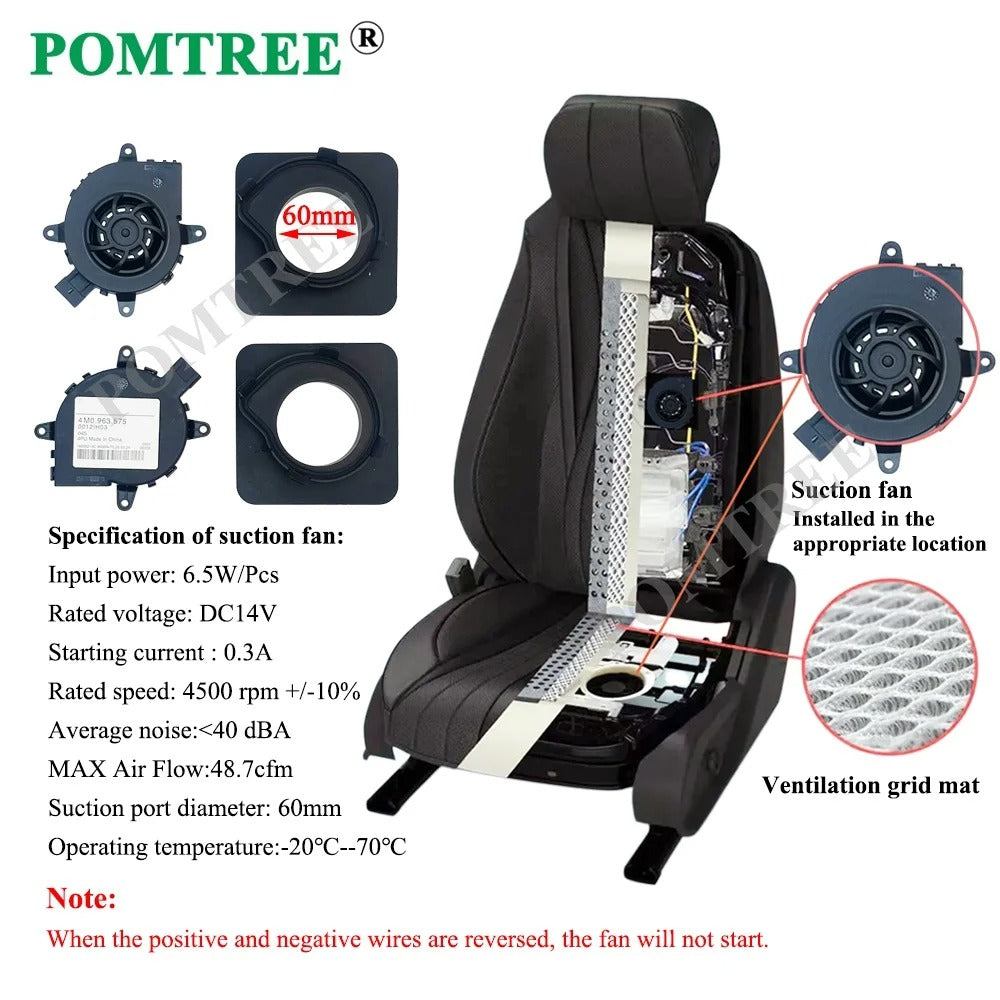 Universal 12V Car Seat Cooling & Heating Kit for 1 Seat – 2 Heating Pads, Ventilation Fans & 3-Level Switch - Delicate Leather