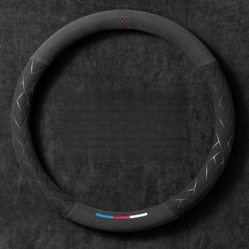 Suede Leather Steering Wheel Cover – 38cm Universal Non-Slip Grip for Cars and SUVs - Delicate Leather  